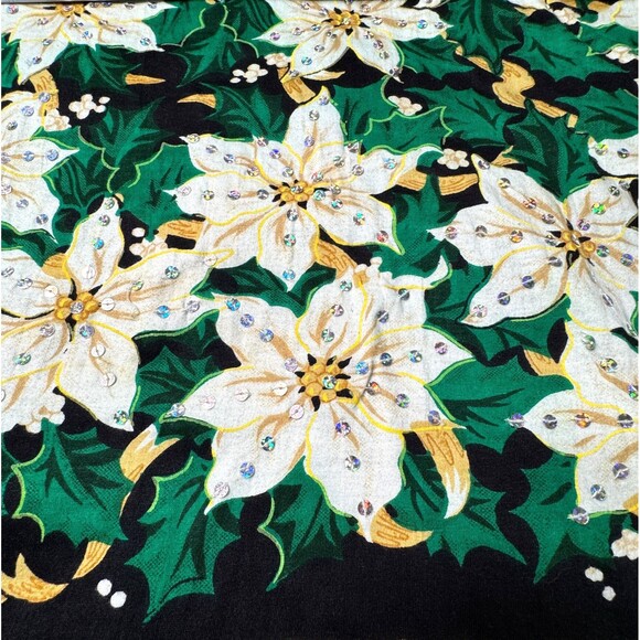 Collections Etc Christmas Holiday White Poinsettia Top Womens Large Sequin Shine - Picture 10 of 12